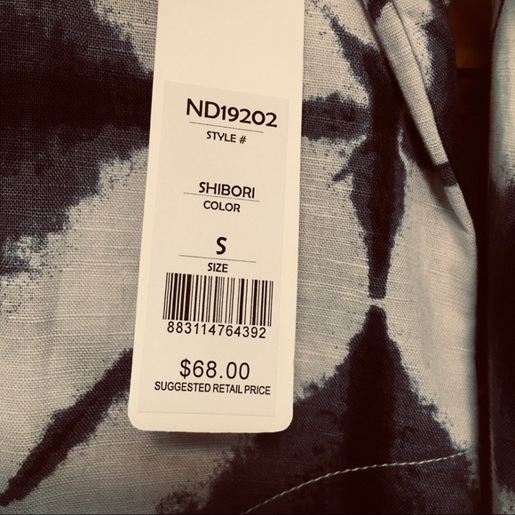 Andrea Jovine Linen Blend NWT Tye-Dye Top Navy/White - Picture 5 of 7